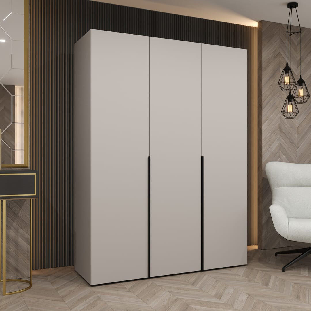 Latitude Run Bia 3 Door Wardrobe Cashmere 150cm W X 52cm D