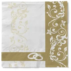 Sovie HORECA Serviette Hochzeit in Gold aus Tissue 33 x 33 cm, 100 Stück
