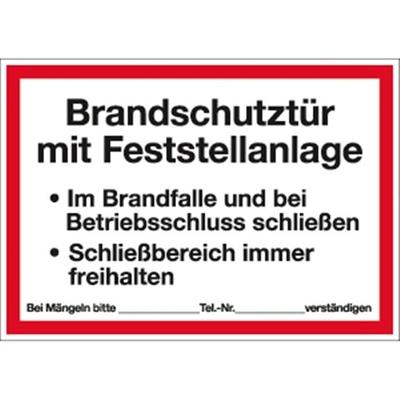 Aufkleber Brandschutztür mit Feststellanlage..., Folie, 297x210 mm