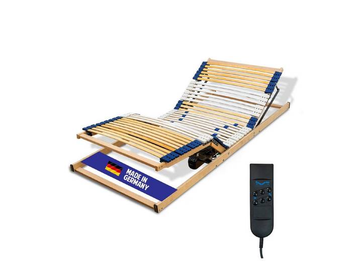 Lattenrost e-Rost mit Motor, Coemo, Kopfteil motorisch verstellbar, Fußteil motorisch verstellbar, elektr. Lattenrost 80x200 stufenlos verstellbar, Not-Aus, MONTIERT