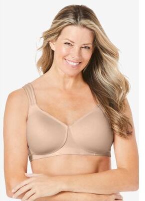 Plus Size Women's Cotton Wireless Lightly Padded T-Shirt Bra by Comfort Choice in Nude (Size 40 DD)