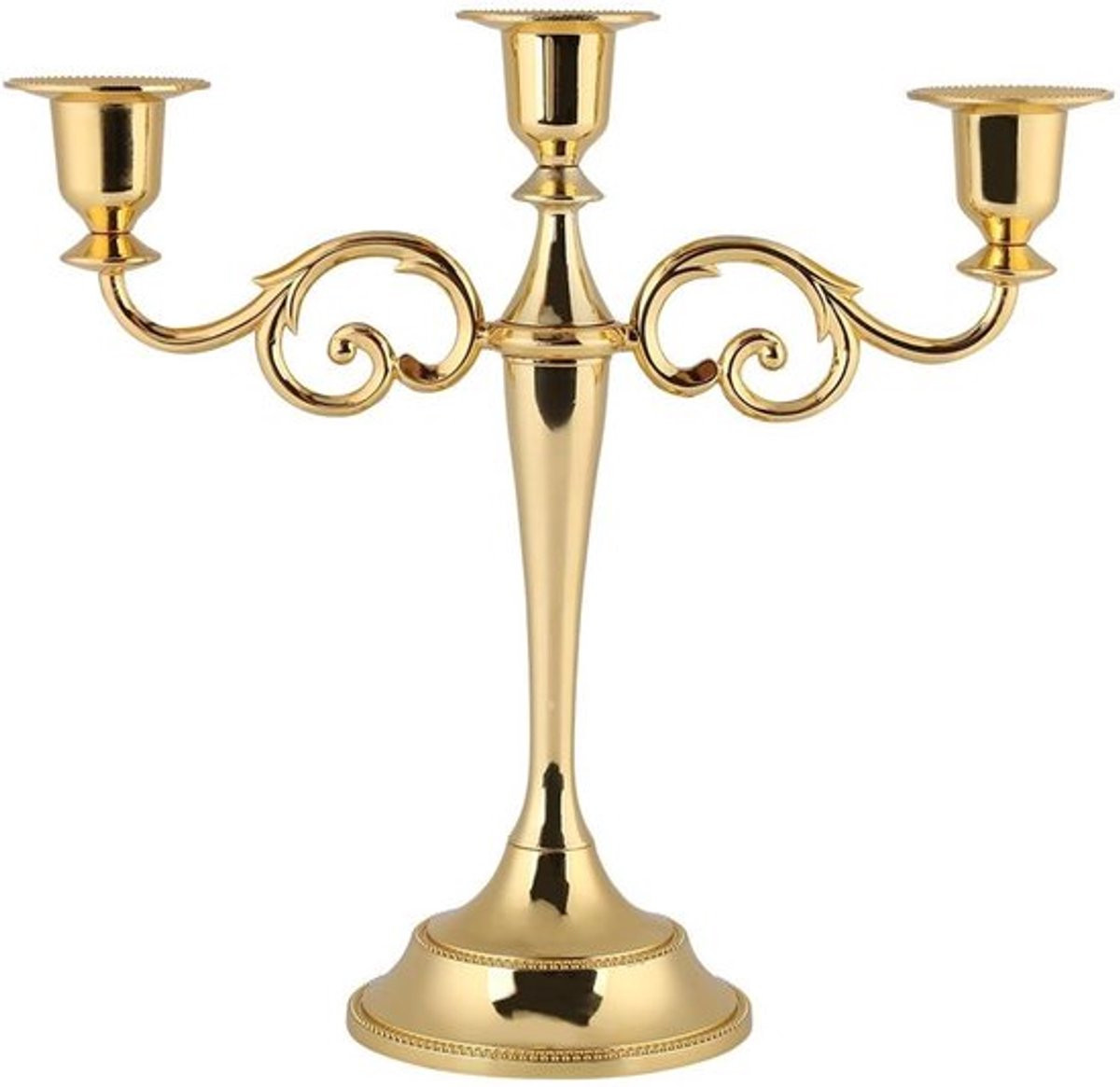 Elegante 3-armige metalen kandelaar voor stompkaarsen, Hoogte: 30 cm