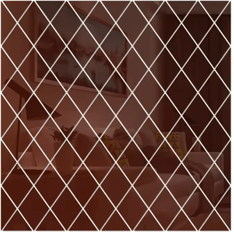 Inspire Curations 3D Rhombus Triangle Acrylic Mirror Wall Stickers DIY Geometric Decor brown 25x50cm 10pcs