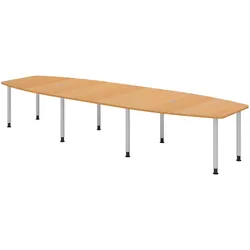 bümö Konferenztisch groß KT40 in Buche Füße in Silber