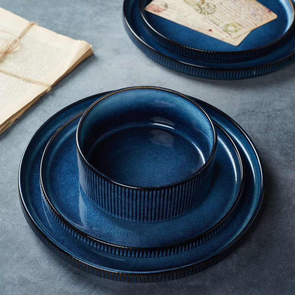 Brambly Cottage Stoneware Dinnerware Set 12 Piece - Service for 4 Nebulas Blue 12