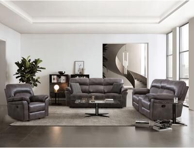 Furniture of America Indi Transitional 3-Piece Manual Reclining Living Room Set with Pillow Top Arms