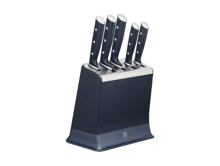 Messerblock TEFAL EverSharp Pro , blau (dunkelblau, edelstahl), Messerblöcke, Messerblock, selbstschärfender Messerblock, Klinge aus deutschem Edelstahl