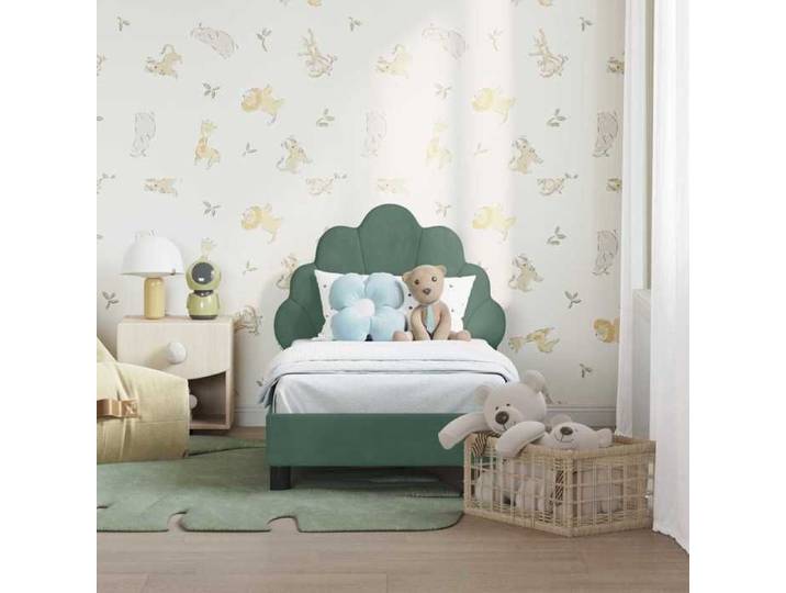 BESTLIFE Cadre de lit pour tout-petit avec tête de lit Vert Mer Velours avec manuel de montage（78170032）VIDAXL