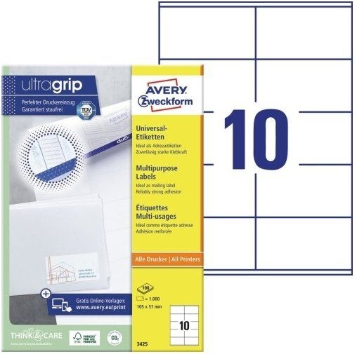 Avery Universaletiketter   105 X 57 Mm   1000 Stk.