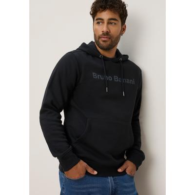 Kapuzensweatshirt BRUNO BANANI, Herren, Gr. S, schwarz (anthrazit), Obermaterial: 60% Baumwolle, 40% Polyester, bedruckt, angesetztes Bündchen, Sweatshirts, Ausdrucksstarker Print trifft auf lässigen Komfort