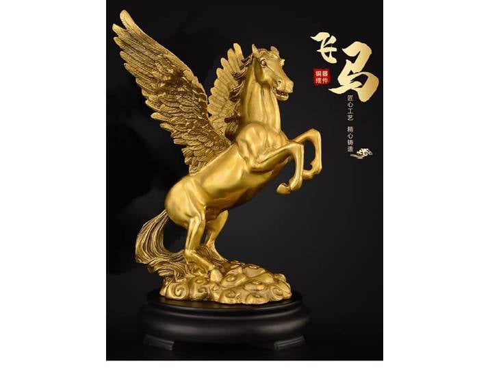 Statue de cheval au galop Feng Shui, grande figurine de cheval en cuivre pur, décoration en laiton attirant la richesse pour le bureau et la maison, symbole de succès