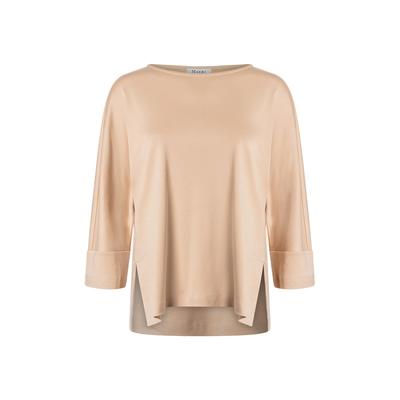 Rundhalspullover MAERZ MUENCHEN "Maerz Muenchen 825900 Sweatshirt Damen Bekleidung", Damen, Gr. 42, beige, 100% Baumwolle, Rundhals, Pullover Rundhalspullover