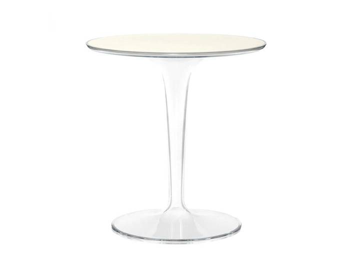 KARTELL table basse TIPTOP (Plateau blanc, base transparente - Pleateau en verre, base en PMMA)