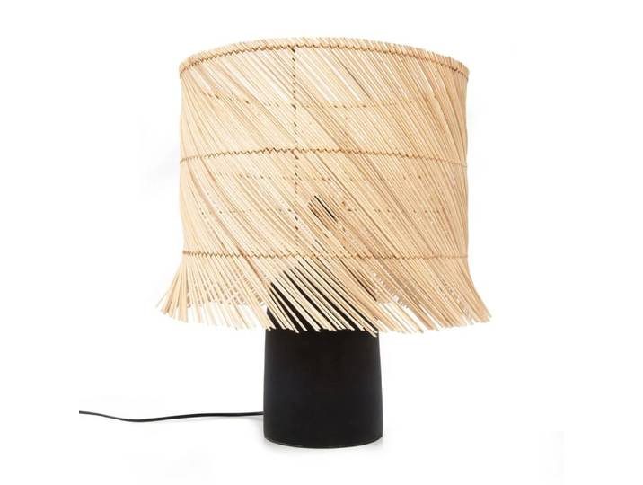 Lampe de table en terre cuite et pandan noire naturelle 40x40x55 cm