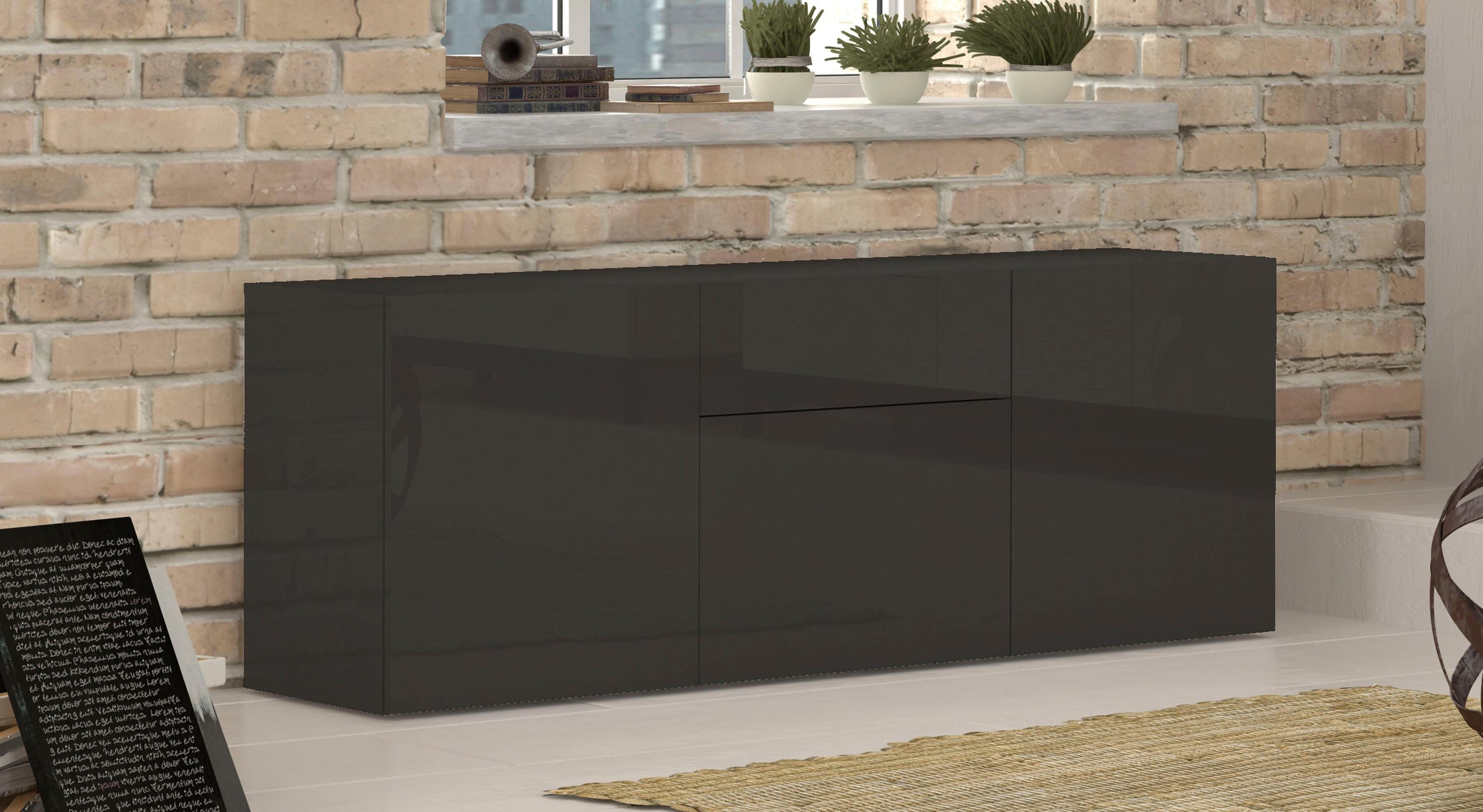 Sideboard HOME AFFAIRE "Metis", grau (anthrazit hochglanz), B:170cm H:72cm T:40cm, Sideboards, Sideboard, Breite 170 cm anthrazit hochglanz B/H/T: 170cm x 72cm x 40cm