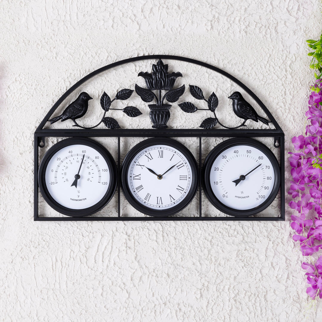 Charles Bentley Metal Wall Clock Black 52cm W X 36cm H X 5cm D