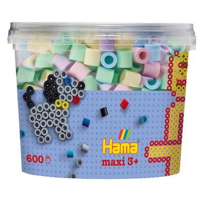 Hama 8544 - DIY Bügelperlen Maxi 3+, Pastellmix mit 5 Farben, Dose, 600 Stück