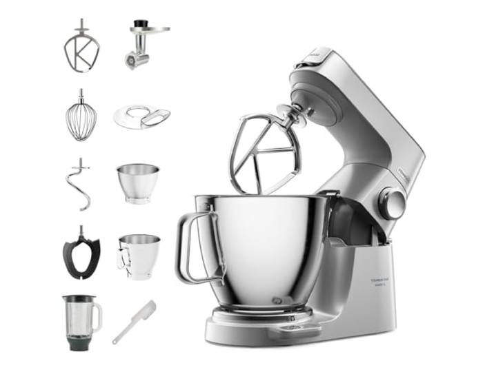 Kenwood Küchenmaschine Titanium Chef Baker XL KVL85.224SI, Küchenmaschine mit Waage, 7L & 5L Edelstahlschüssel, inkl. 6-teiligem Patisserie-Set, Mixaufsatz & Fleischwolf, 1200W, Silber