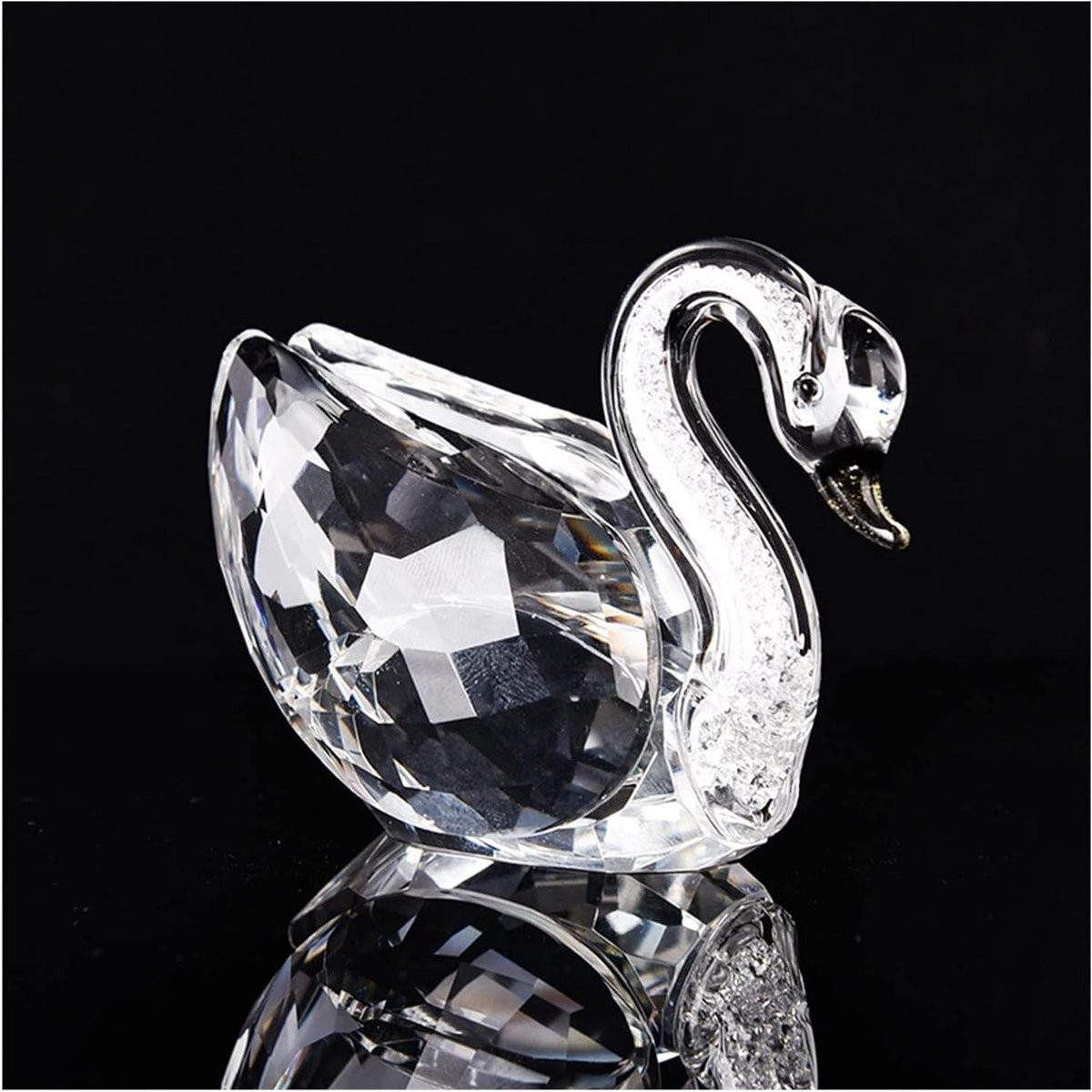 Helder Kristallen Zwaan Beeldje van Glas voor op de Tafel, 6 x 7 cm
