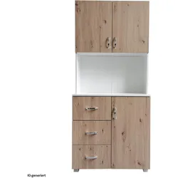 HTI-Living, Regal, Küchenschrank Weiss Artisaneiche Blanca (80 x 40 x 180 cm)