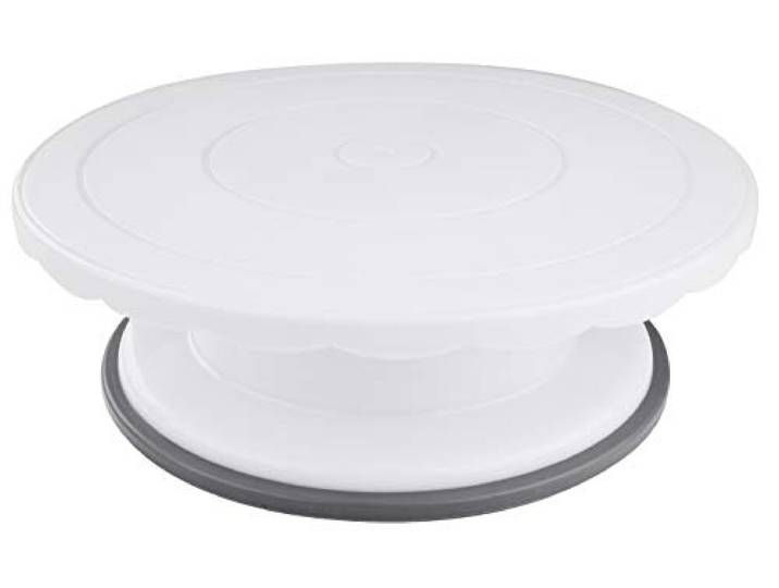 Hoogwaardige draaibare taartplaat voor vlekkeloze versiering, nauwkeurige en lichte draaibeweging, kunststof met antislip siliconen bodem, Ø 27,5 x 9 cm