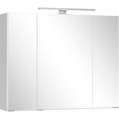 Badezimmerspiegelschrank WELLTIME "CABO, gedämpfte Scharniere", weiß, B:80cm H:64cm T:20cm, Holzwerkstoff, Schränke, Rundumsicht, dank besonderer Klapptechnik