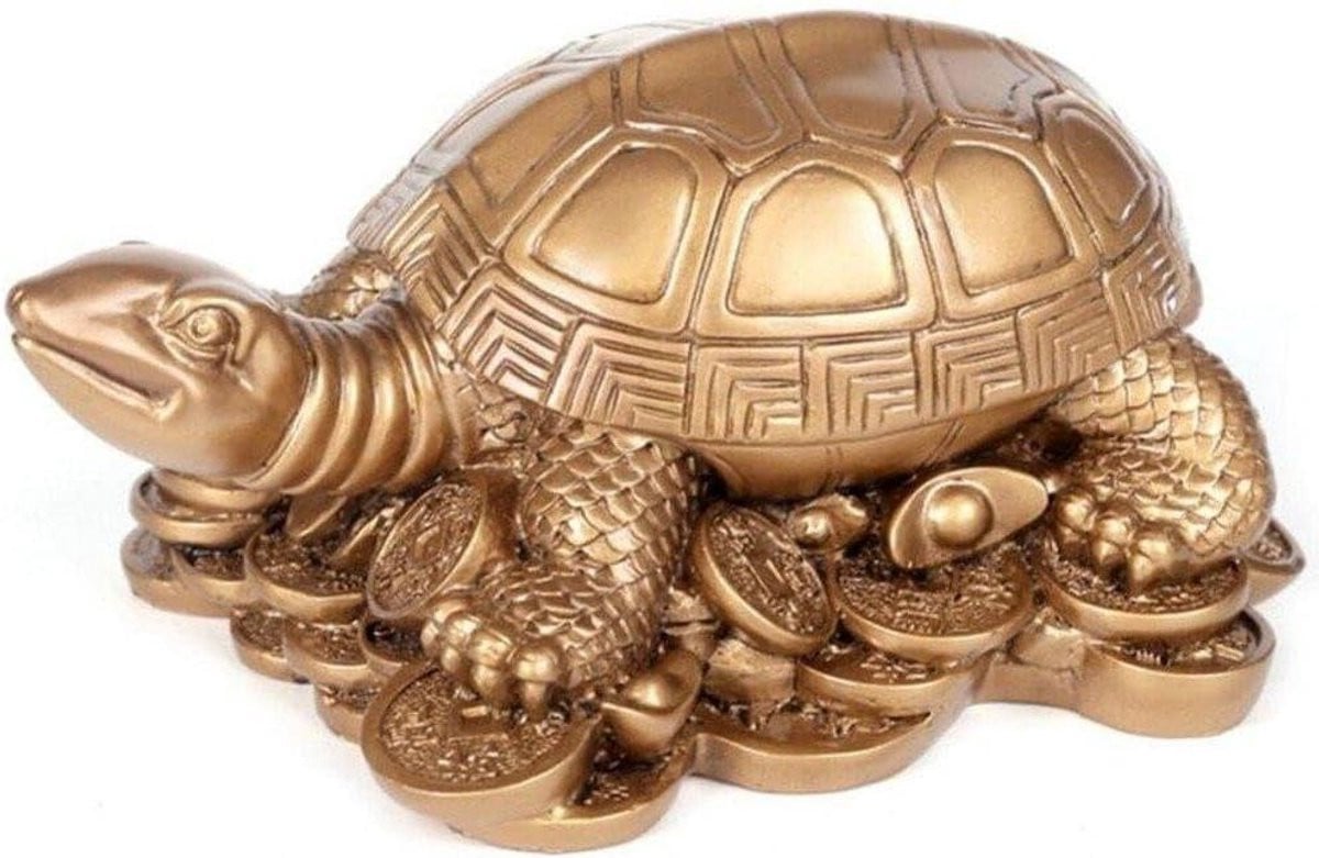 Brons Schildpad Standbeeld Feng Shui Decoratie Lengte: 9,3 cm