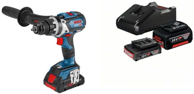 Set Bosch Akku-Bohrschrauber GSR 18V-110 C + Starter-Set: 1x GBA 18V 2,0Ah + 1x GBA 18V 4,0Ah + GAL 18V-40