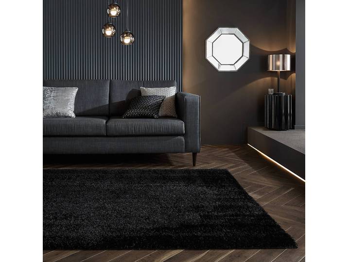 Hochflorteppich Velvet 120 x 170cm Schwarz/Schwarz
