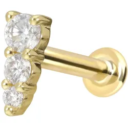 14 Karat Gold Labret mit Innengewinde MOISSANIT-EISZAPFEN