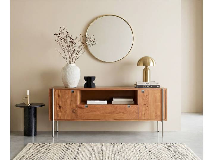 DELIFE Sideboard Rivoro 175 cm Akazie Natur 2 Türen 1 Schubfach 1 Fach, Sideboards