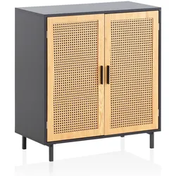SIDEBOARD – Schwarz, 80x86,5x40 cm, mit Wiener Geflecht, 2 Türen, hoch