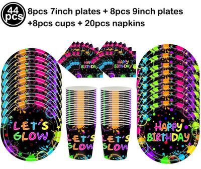 Uplift Picks Neon Party Fedora Hats Glow Bright Under UV Blacklight Party Celebrations set A (44 Pcs)