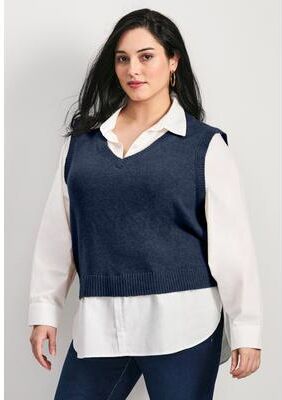 Plus Size Women's Ava Duet Vest by Avenue in Navy (Size 18)