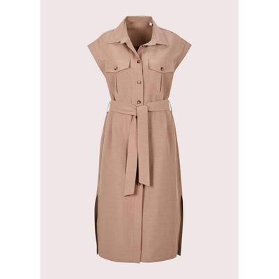 Sommerkleid MADELEINE "Hemdblusenkleid Sommerkleid mit Bindeband", Damen, Gr. 42, N-Gr, braun (tabakbraun), Obermaterial: 81% Lyocell CLY. 13% Baumwolle CO. 6% Leinen LI., Modern, tailliert, Kleider Sommerkleid, Hemdblusenkleid mit Bindeband,...