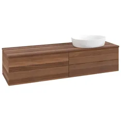 Villeroy und Boch Antao Waschtisch-Unterschrank L27112HM mit Beleuchtung mit Struktur, 160x36x50cm, Waschbeckenplattenfarbe warm walnut, warm walnut