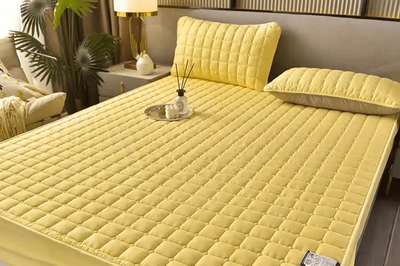 Evergreen Home Goods Breathable Quilted Mattress Cover, Soft Skin Friendly, Anti Mite, Anti Bacterial Bed Protector Fitted Sheet yellow 135x200x27cm