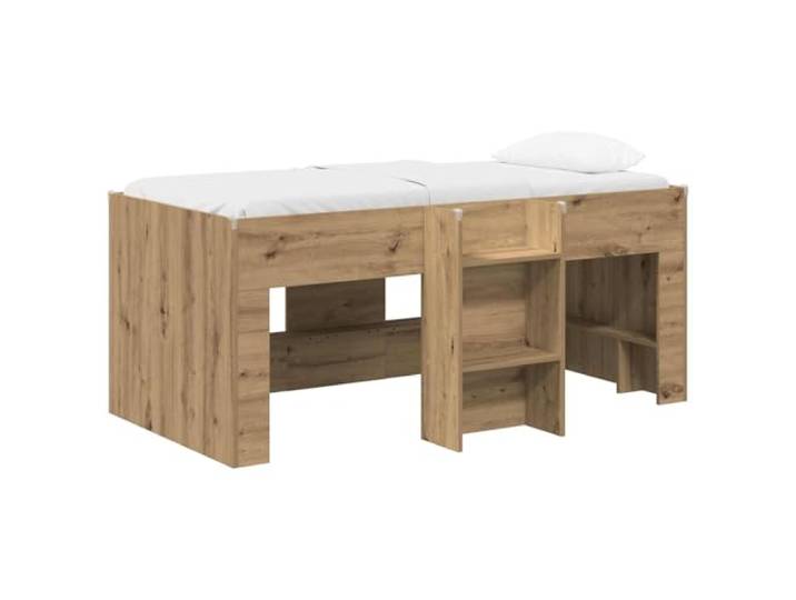 PUGYNBK Artisan Hochbett für Kinder, Eiche, 80 x 160 cm Hergestellt aus Holz, integrierte Leiter, Eckenschützer aus TPE, Aufbewahrung unter dem Bett