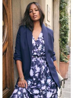 Plus Size Women's Plus Size Bendover Blazer by Roaman's in Navy (Size 30WP)