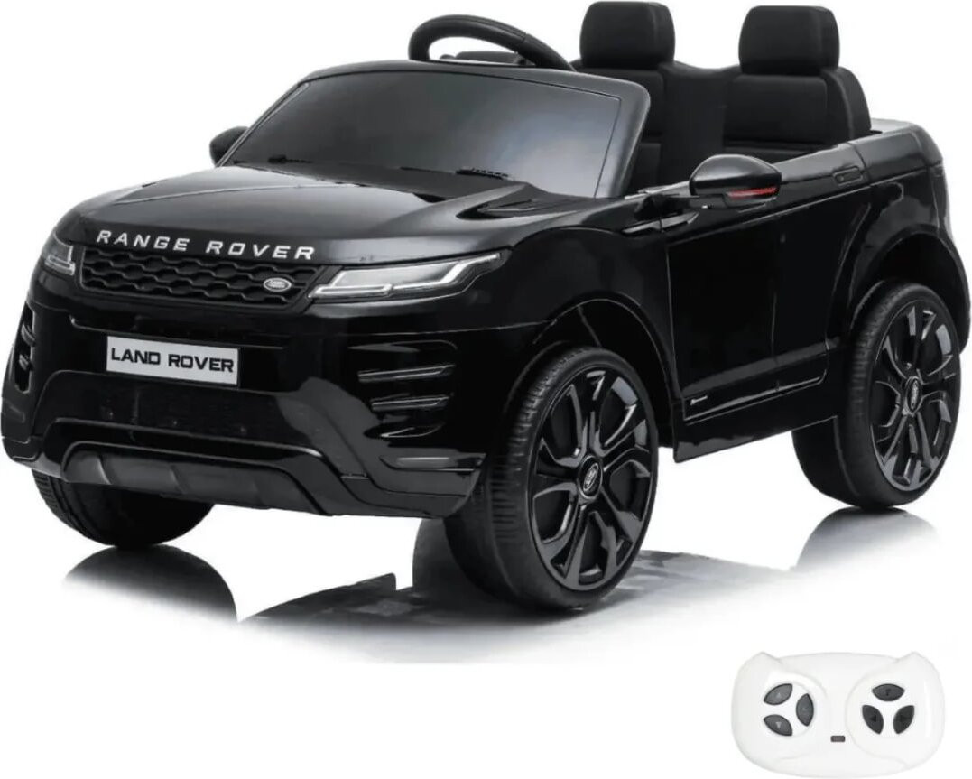 Vrooomy Range Rover Evoque elektrische kinderauto 12V met afstandsbediening en LED-verlichting - Zwart