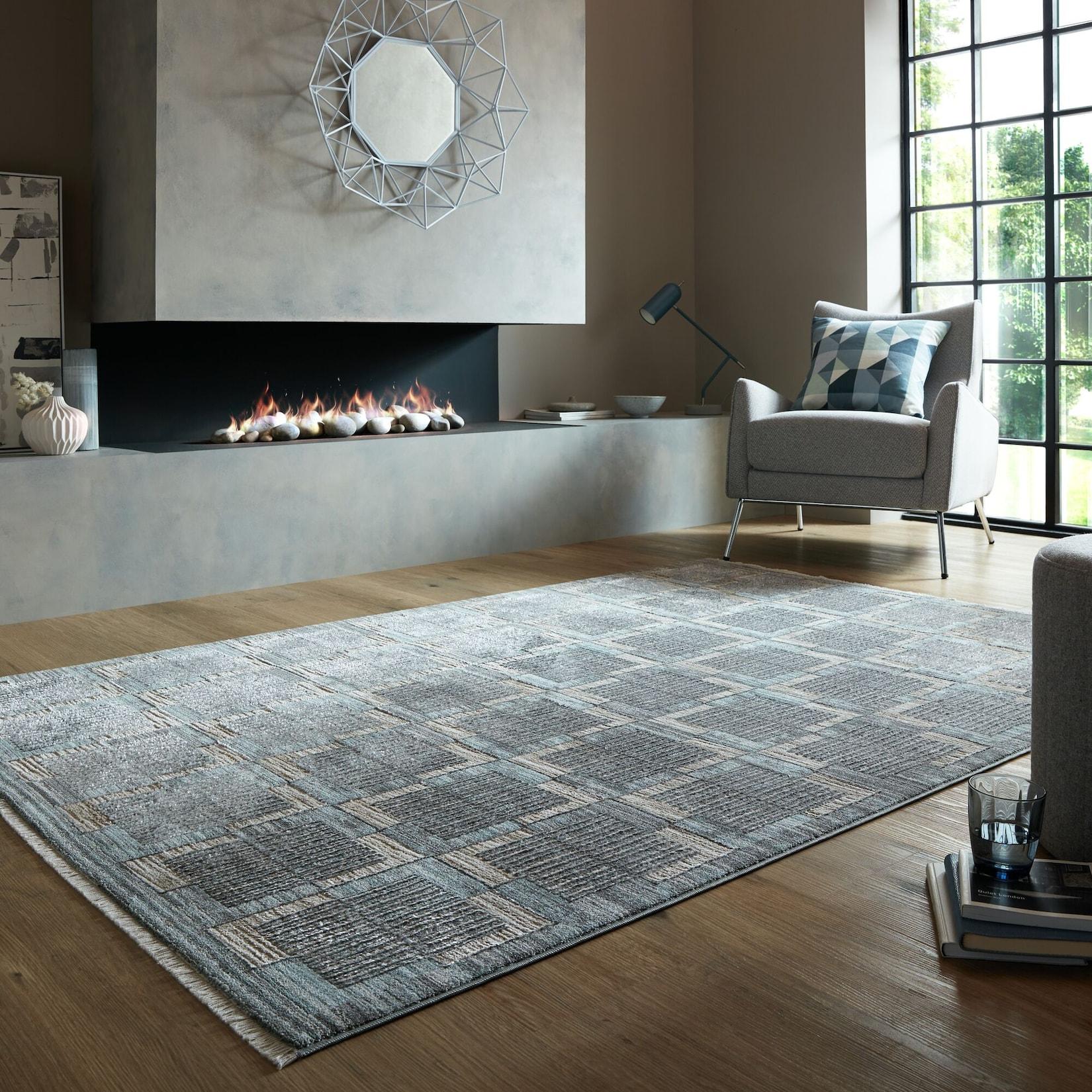 Teppich kariert Grau 200 x 290 cm - DALE Kadima Design
