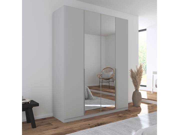 Drehtürenschrank, Holzwerkstoff, Seidengrau, 181×229×54 cm, Mit Spiegeltüren, Klassisch, Rauch