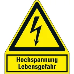 Schild I Warn-Kombischild Hochspannung Lebensgefahr, Magnetfolie, 210x240mm, ASR A1.3, DIN EN ISO 7010 W012