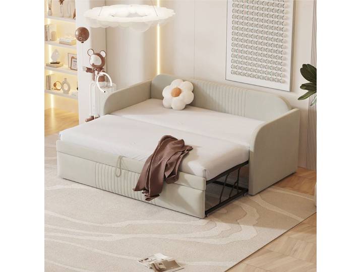Lit 90/180x190 cm Canapé-lit extensible Lit rembourré Lit Gigogne Lit banquette - SWEIKO - Beige