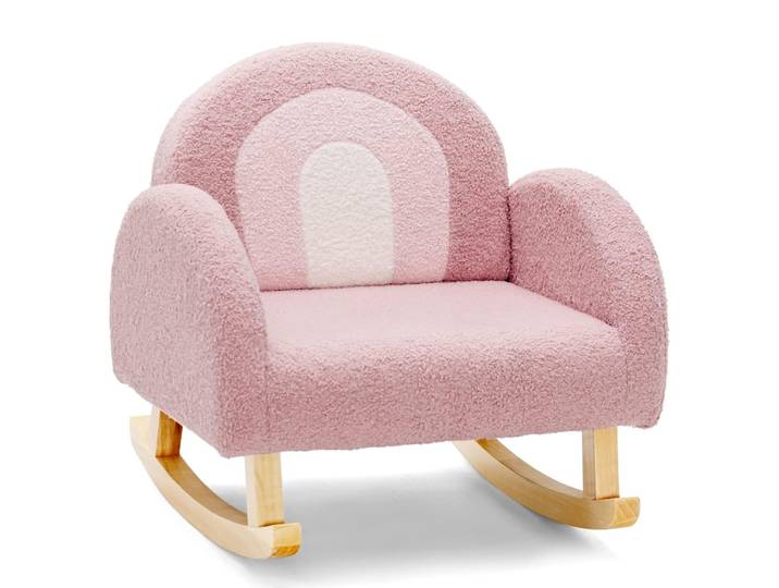 Chaise pour enfants, fauteuil à bascule rembourré pour tout-petits avec pieds en bois massif, chaise à bascule