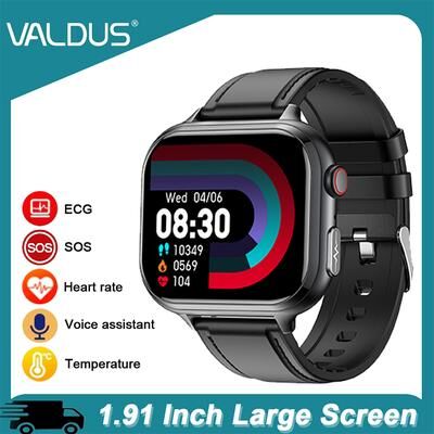Daily Deals Depot VE31 PRO Smartwatch For Men Women, Fitness Bluetooth Call, Waterproof ECG Heart Rate Monitor Long, Battery Life Watch black