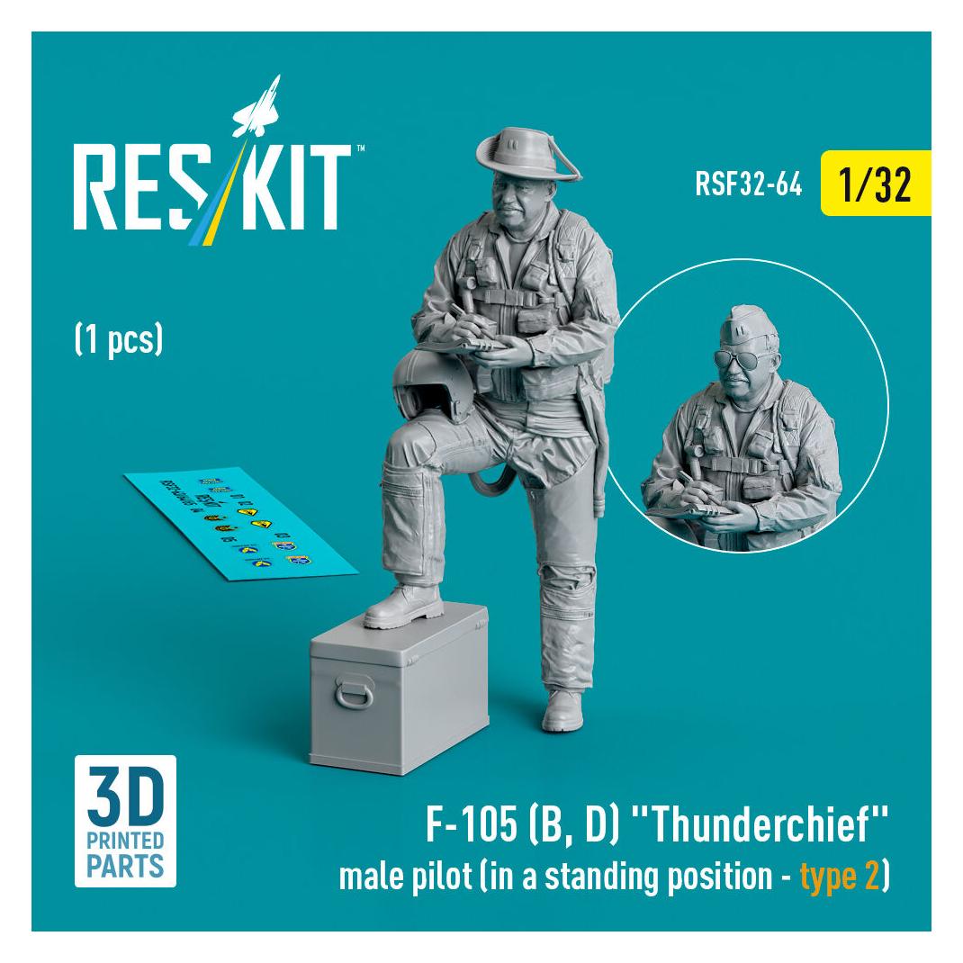 ResKit F-105 (D,F,G) Thunderchief male pilot (in a standing position - type 2) (1 pcs) (3D Printed) (RSF32-0064)