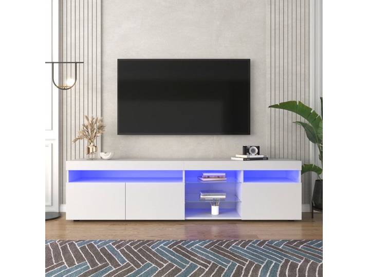 Meuble TV - panneau lumineux moderne blanc - éclairage LED variable - salon et salle à manger 180cm