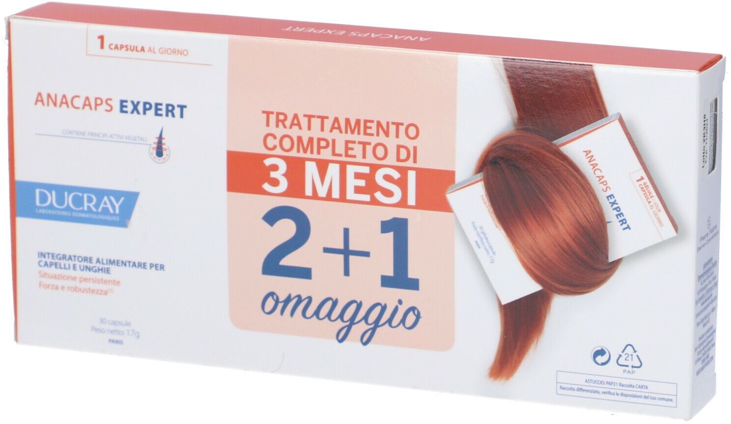 Ducray Anacaps Expert Capelli e Unghie Caduta Persistente, 3 x 30 capsule