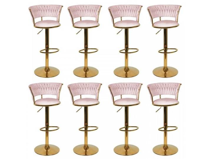 XJING Lot de 8 tabourets de bar en velours-Tabourets de bar modernes en velours-Pieds en métal-Dossier tressé-Hauteur réglable
